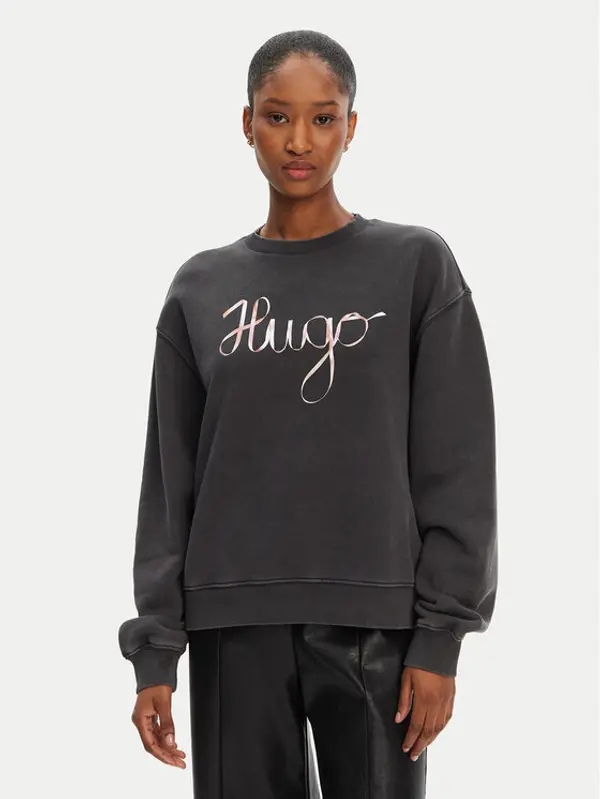 HUGO HUGO Majica dugih rukava Deroxina_4 50545198 Siva Oversize
