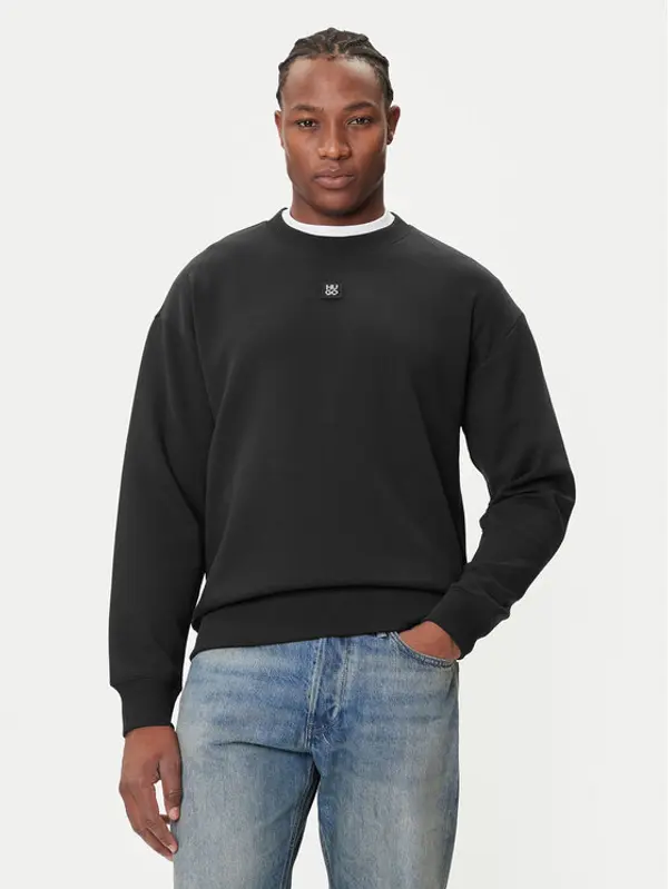 HUGO HUGO Majica dugih rukava Dettil 50533689 Crna Relaxed Fit