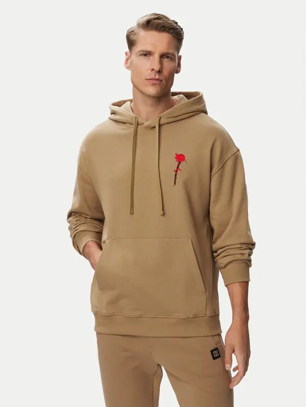 HUGO HUGO Majica dugih rukava Diflow 50574451 Bež Relaxed Fit