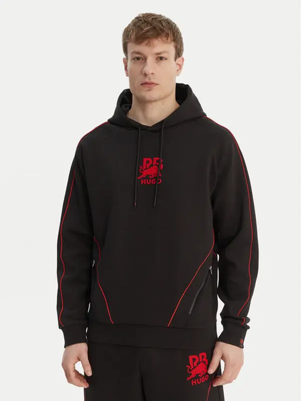 HUGO HUGO Majica dugih rukava Dofrentis_RB 50559711 Crna Relaxed Fit