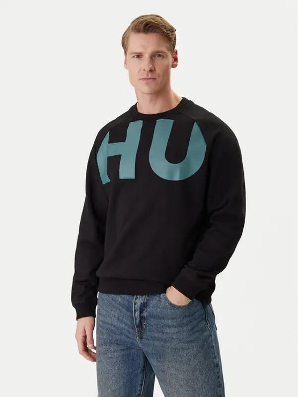 HUGO HUGO Majica dugih rukava Nalfcrew 50552496 Crna Loose Fit