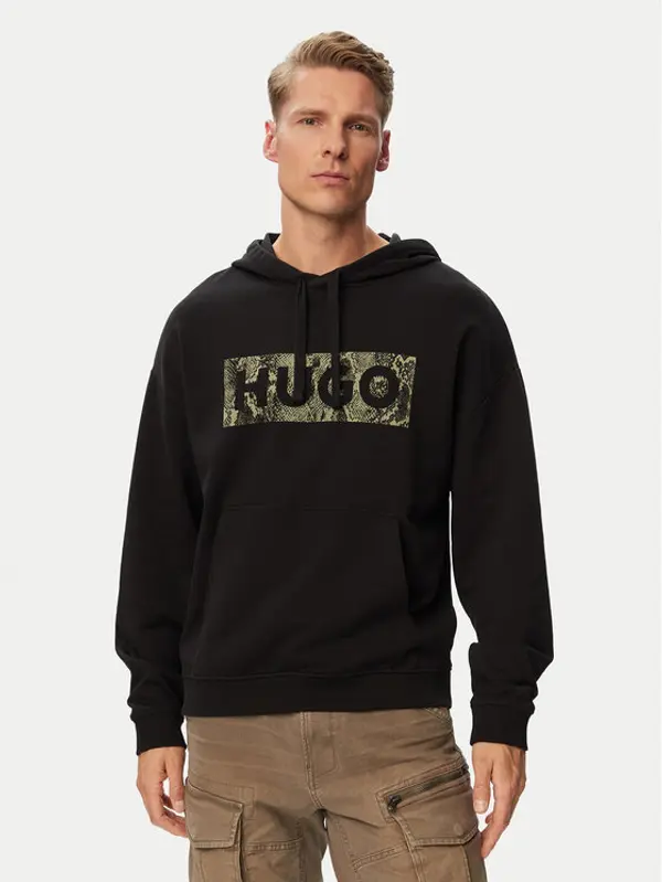 HUGO HUGO Majica dugih rukava Necdysis 50566028 Crna Regular Fit
