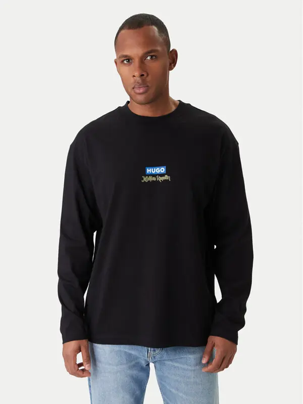 HUGO HUGO Majica dugih rukava Nichaboso JJK 50554835 Crna Relaxed Fit