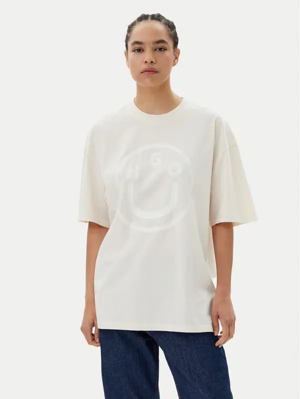 HUGO HUGO T-shirt 50511471 Bež Oversize