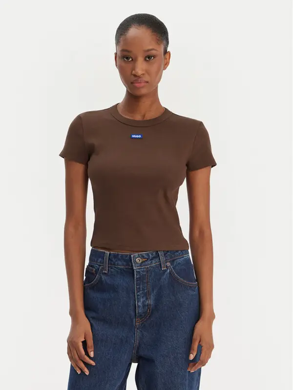 HUGO HUGO T-shirt Baby 50510749 Smeđa Slim Fit