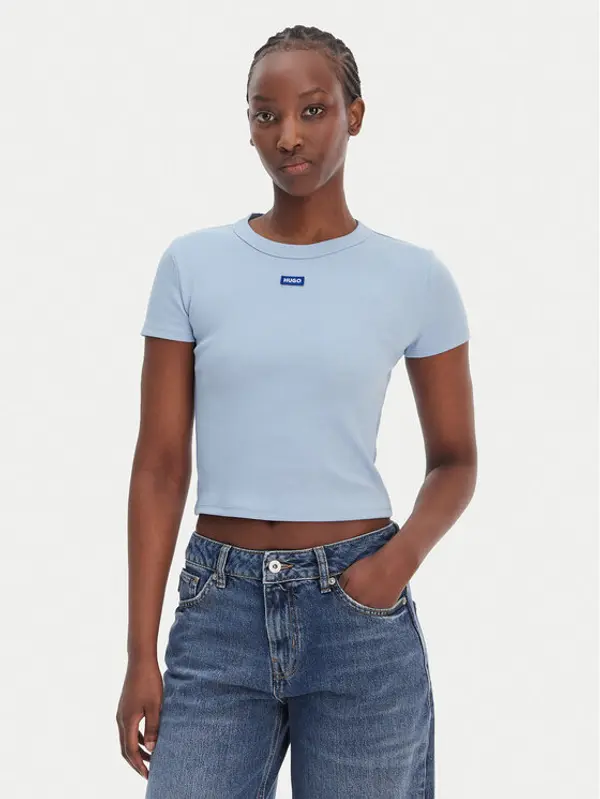 HUGO HUGO T-shirt Baby 50510749 Svijetloplava Slim Fit