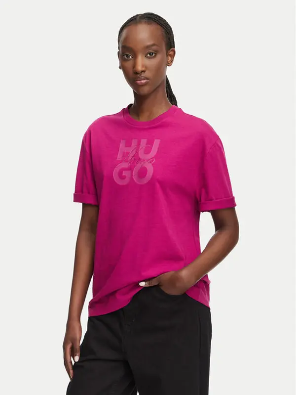 HUGO HUGO T-shirt Dashire_5 50566678 Tamno roza Relaxed Fit