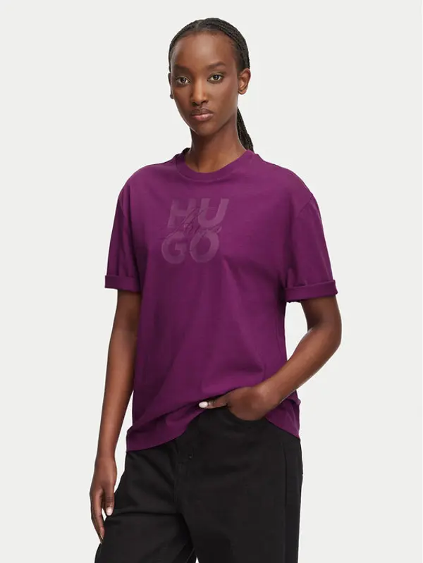 HUGO HUGO T-shirt Dashire_5 50566678 Tamno roza Relaxed Fit
