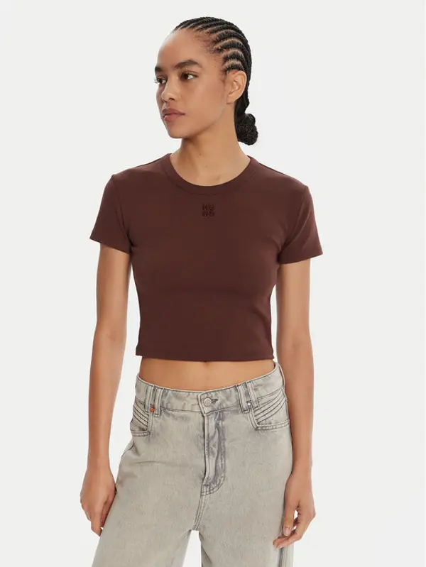 HUGO HUGO T-shirt Delanor  50512000 Smeđa Slim Fit