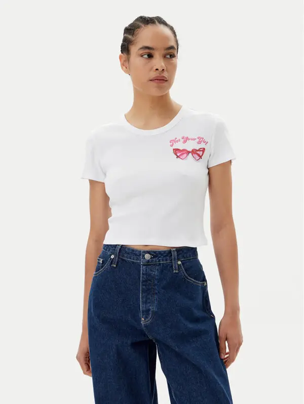 HUGO HUGO T-shirt Delanor_2 50539132 Bijela Cropped Fit