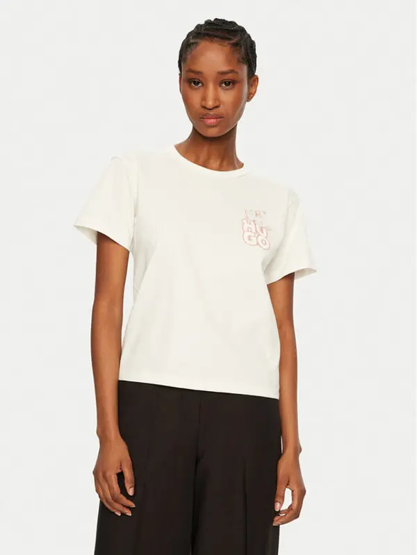 HUGO HUGO T-shirt Destrel_1 50534246 Écru Regular Fit