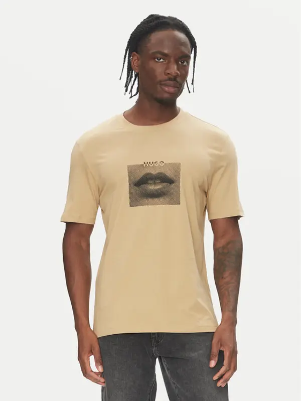 HUGO HUGO T-shirt Deterni 50544496 Bež Regular Fit
