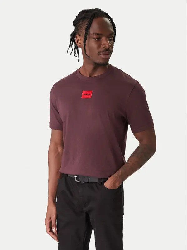 HUGO HUGO T-shirt Diragolino 50447978 Smeđa Regular Fit
