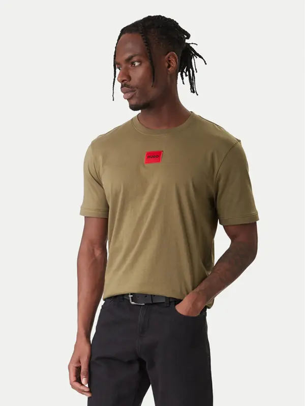 HUGO HUGO T-shirt Diragolino 50447978 Zelena Regular Fit