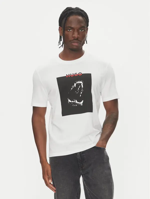 HUGO HUGO T-shirt Dobero 50542734 Bijela Regular Fit