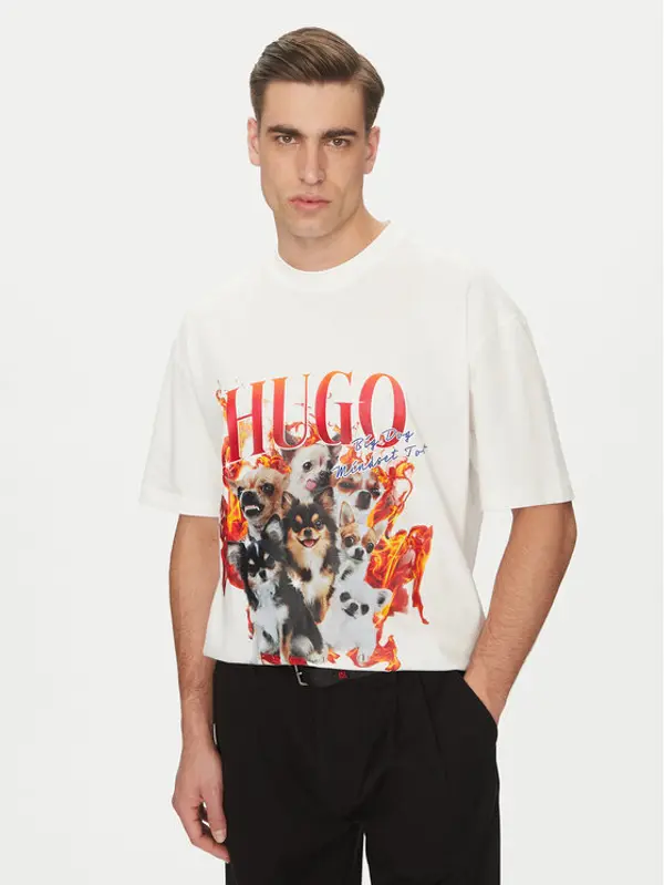 HUGO HUGO T-shirt Dugie 50538259 Écru Oversize