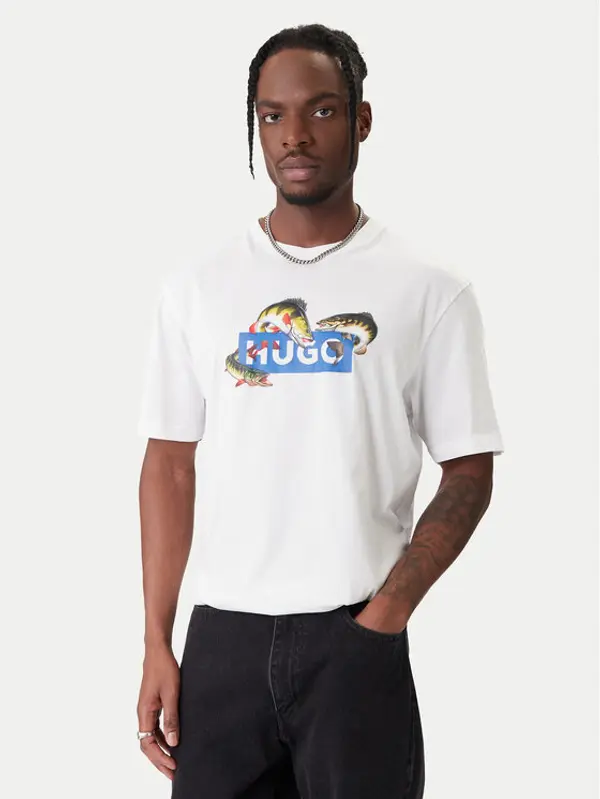 HUGO HUGO T-shirt Nalotrix 50554349 Bijela Regular Fit
