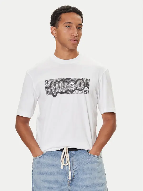 HUGO HUGO T-shirt Nedirix 50549162 Bijela Regular Fit