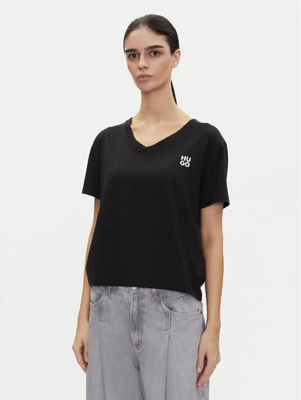 HUGO HUGO T-shirt Nika_T-Shirt 50540046 Crna Regular Fit