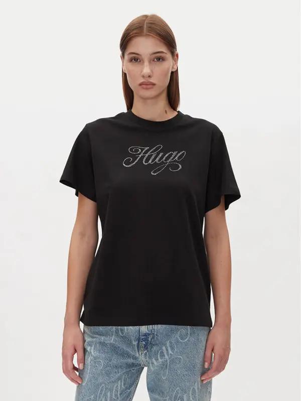 HUGO HUGO T-shirt Vintage Tee 50537239 Crna Relaxed Fit