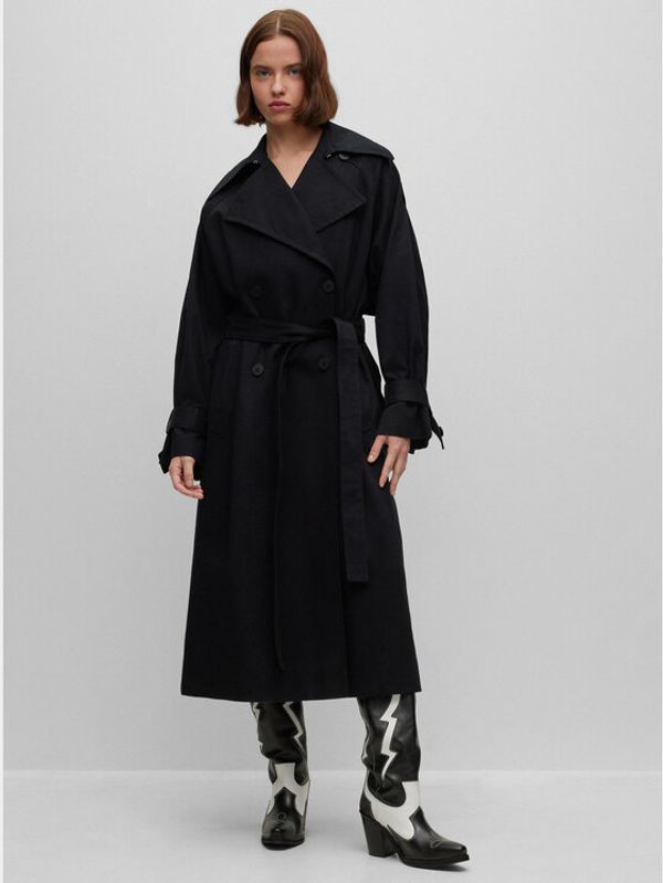 Hugo Hugo Trench Mannika 50493526 Crna Relaxed Fit