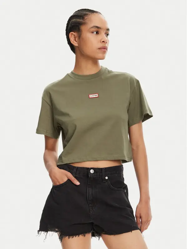 Hunter Hunter T-shirt Abby HARW0059251 Kaki Boxy Fit