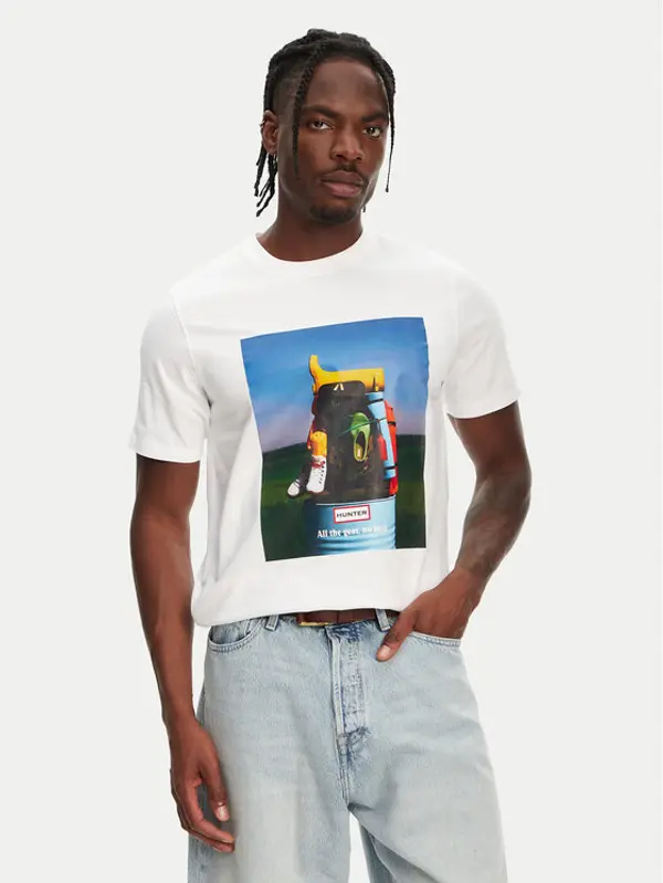 Hunter Hunter T-shirt Brodie Graphic HARM0036251 Bijela Regular Fit