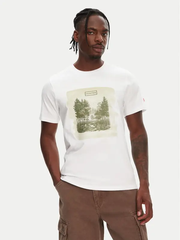 Hunter Hunter T-shirt Duart Graphic HARM0033251 Bijela Regular Fit