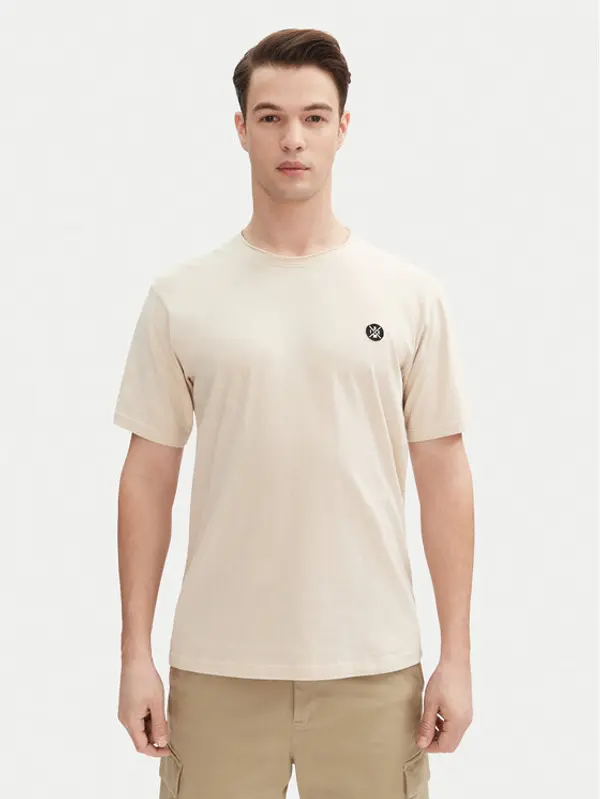 INDICODE INDICODE T-shirt Carlsin 41-121 Bež Regular Fit