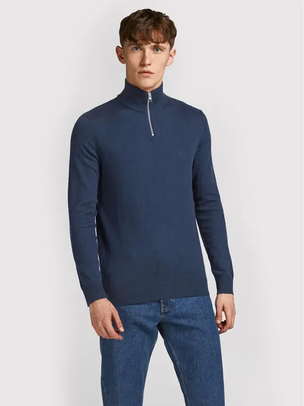 jack & jones Jack & Jones Džemper Emil 12189339 Tamnoplava Regular Fit