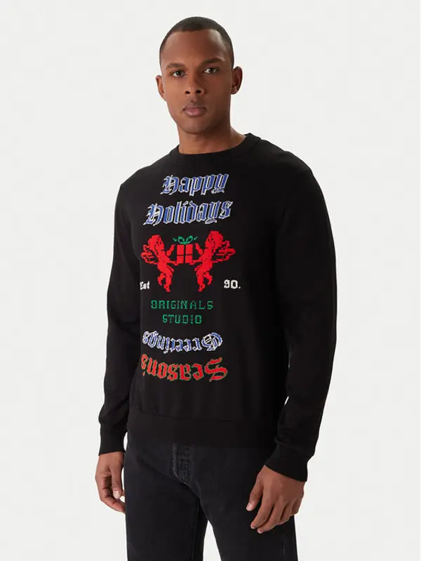 jack & jones Jack & Jones Džemper Holiday 12287994 Crna Relaxed Fit