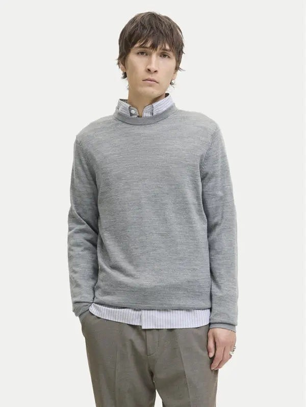 jack & jones Jack & Jones Džemper Merino 12216817 Siva Regular Fit