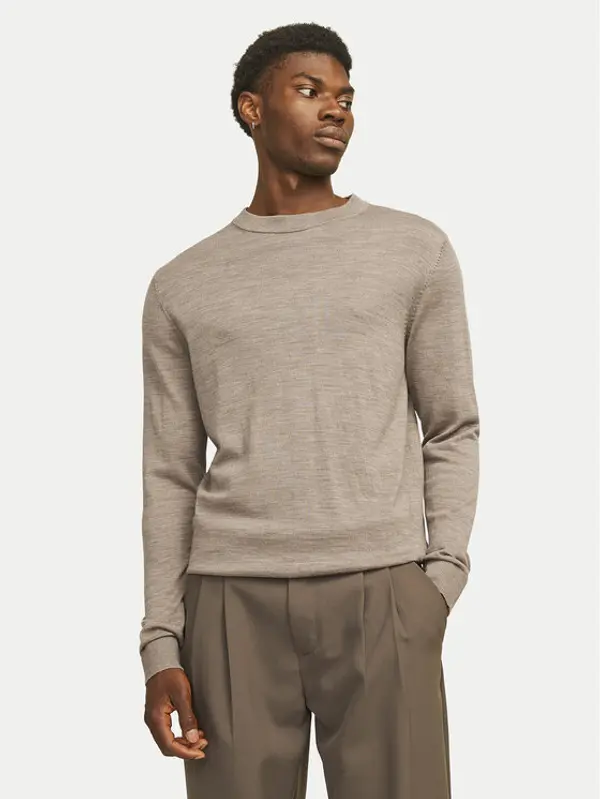 jack & jones Jack & Jones Džemper Merino 12216817 Siva Regular Fit