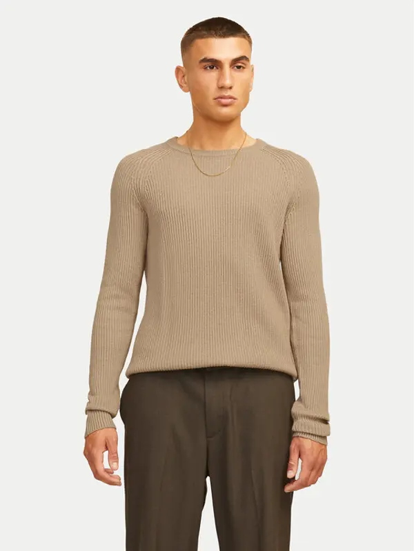 jack & jones Jack & Jones Džemper Pannel 12258471 Bež Regular Fit