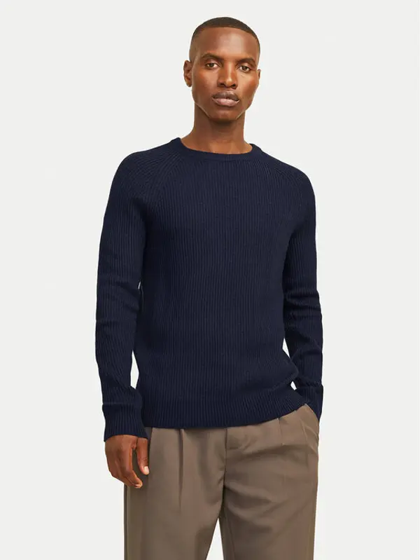 jack & jones Jack & Jones Džemper Pannel 12258471 Tamnoplava Regular Fit
