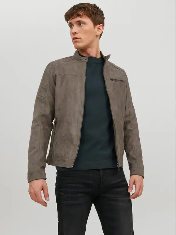 jack & jones Jack & Jones Jakna od imitacije kože Rocky 12147218 Siva Regular Fit