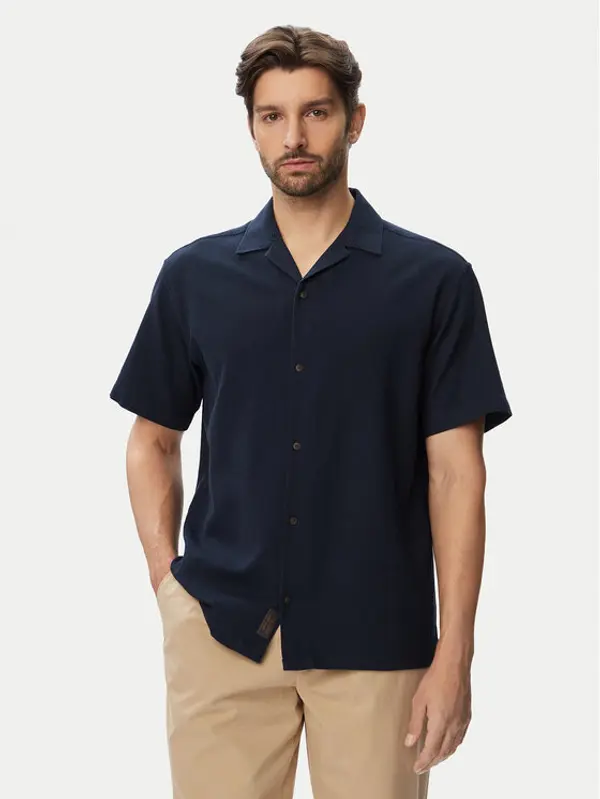 jack & jones Jack & Jones Košulja Global Waffle Resort 12295551 Tamnoplava Relaxed Fit