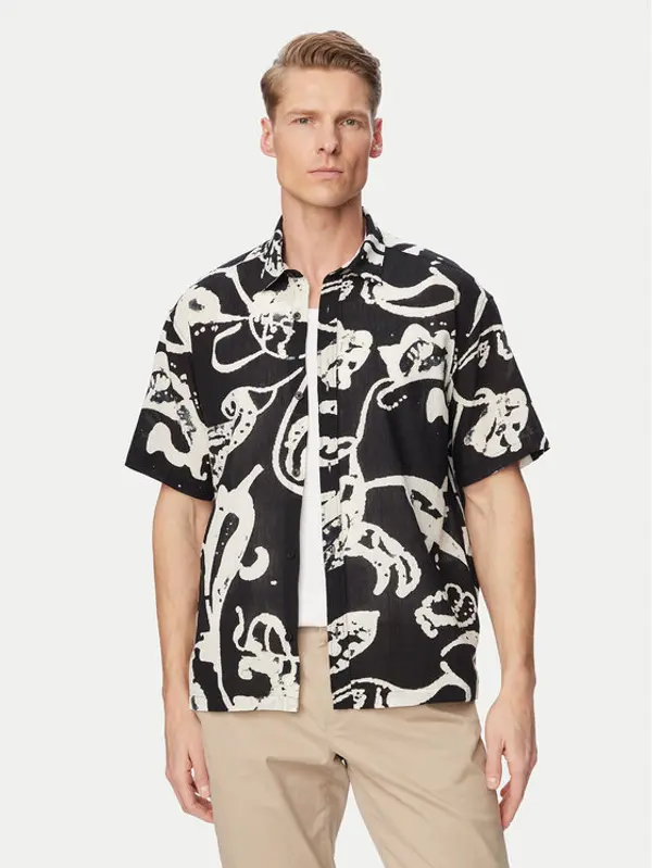 jack & jones Jack & Jones Košulja Montauk 12293763 Crna Relaxed Fit