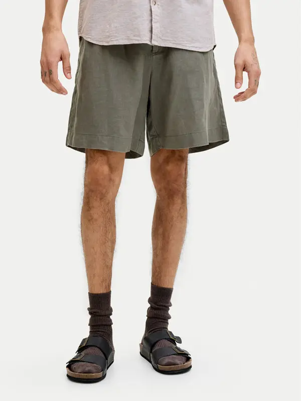 jack & jones Jack & Jones Kratke hlače Lawrence 12253134 Tamno zelena Wide Leg