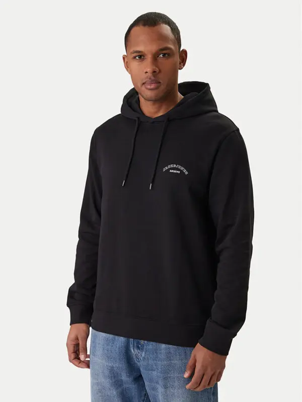 jack & jones Jack & Jones Majica dugih rukava College Logo 12288362 Crna Regular Fit