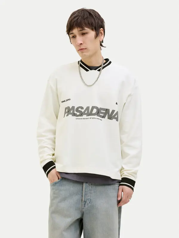 jack & jones Jack & Jones Majica dugih rukava Horizon 12278566 Bijela Oversize