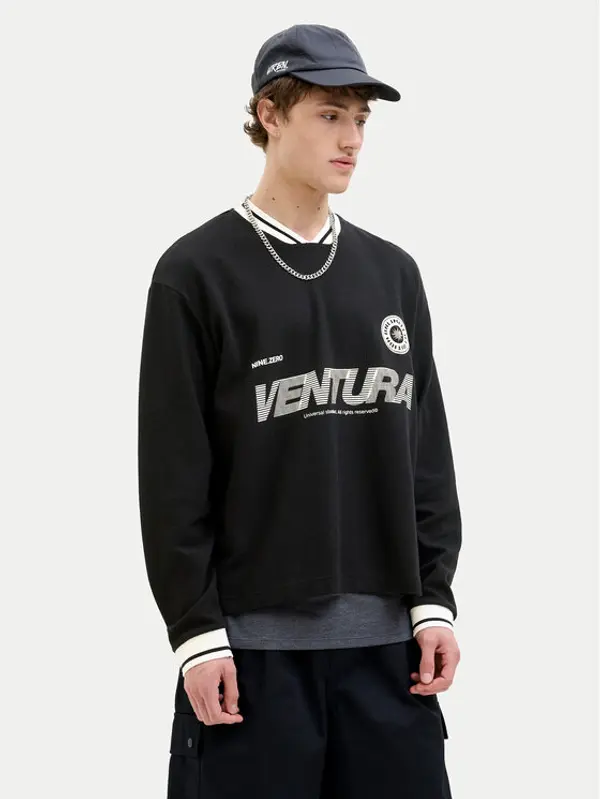 jack & jones Jack & Jones Majica dugih rukava Horizon 12278566 Crna Oversize
