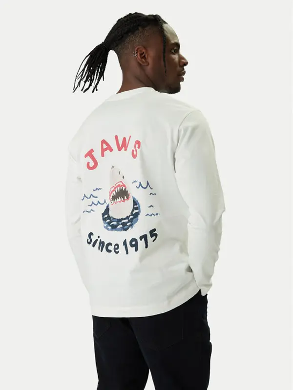 jack & jones Jack & Jones Majica dugih rukava Jaws 12286615 Bijela Relaxed Fit