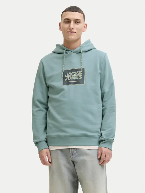 jack & jones Jack & Jones Majica dugih rukava Jjrain Sweat Hood 12288098 Tirkizna Regular Fit