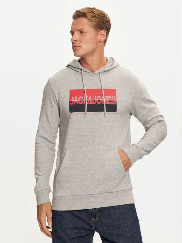 jack & jones Jack & Jones Majica dugih rukava Nolan 12256849 Siva Standard Fit
