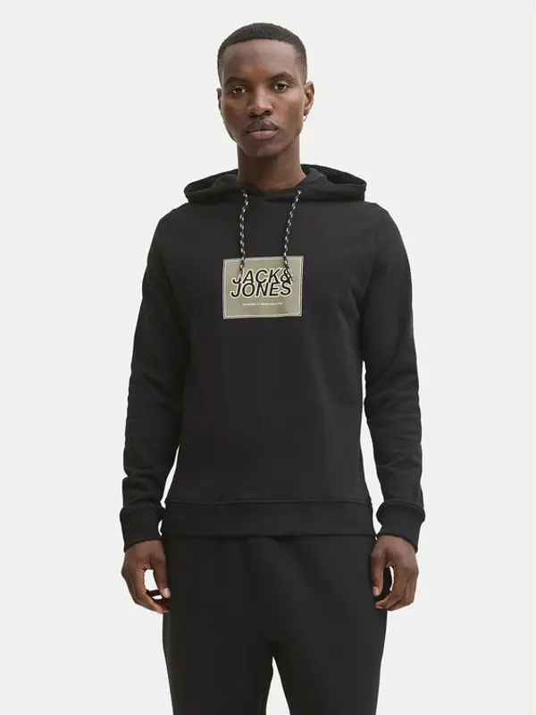 jack & jones Jack & Jones Majica dugih rukava Rain 12288098 Crna Regular Fit