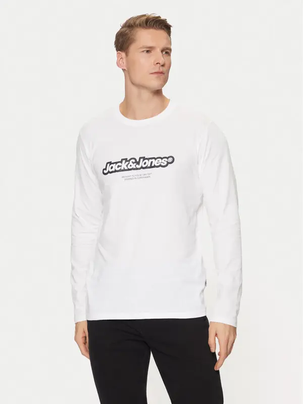 jack & jones Jack & Jones Majica dugih rukava Vesterbro 12266419 Bijela Relaxed Fit