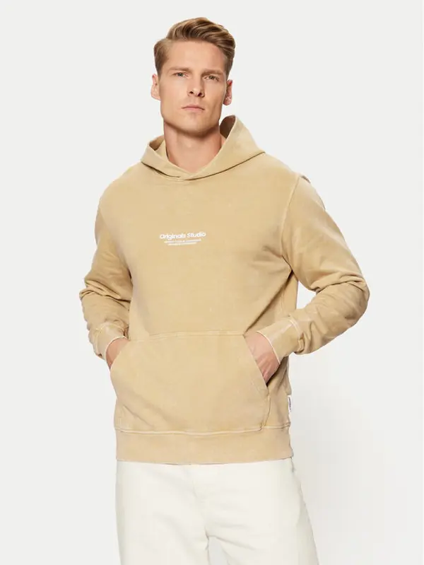 jack & jones Jack & Jones Majica dugih rukava Vesterbro 12267037 Bež Relaxed Fit