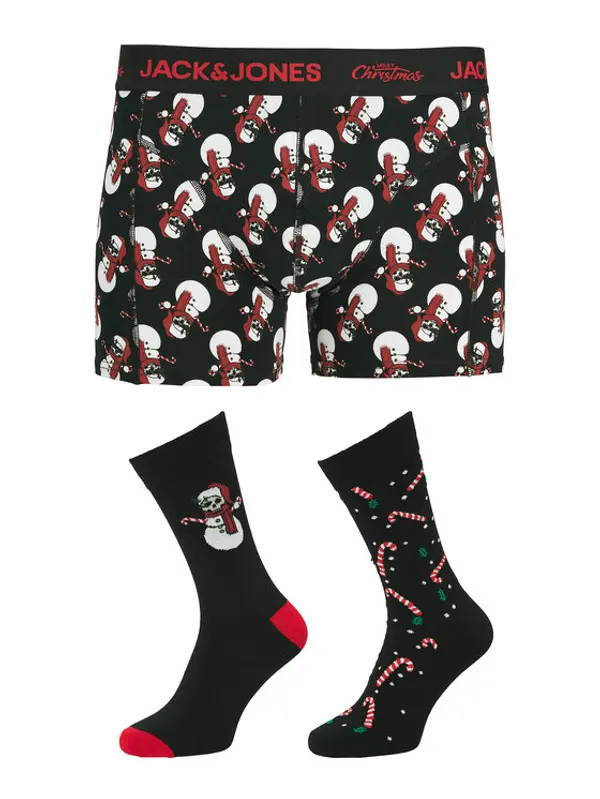 jack & jones Jack & Jones Set bokserice i čarape Snow Skulls Giftbox 12285138 Crna