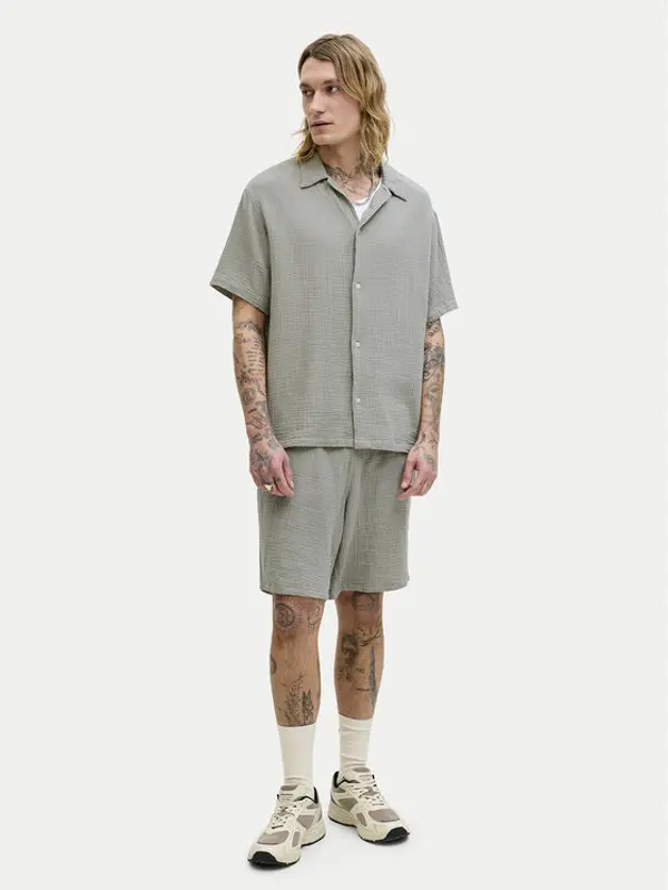 jack & jones Jack & Jones Set košulja i tekstilne kratke hlače Nantucket 12302220 Zelena Relaxed Fit